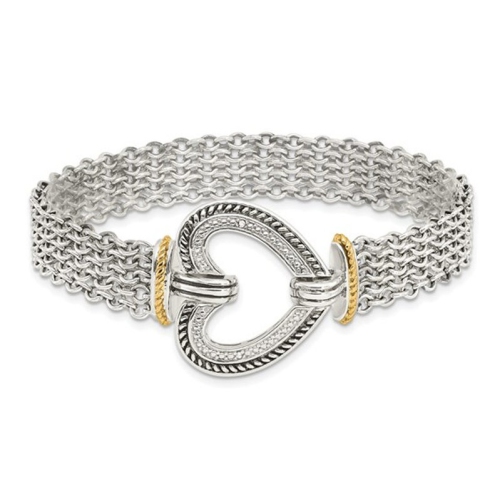 Image 1 of 4.. Sterling Silver Antiqued Heart Bracelet