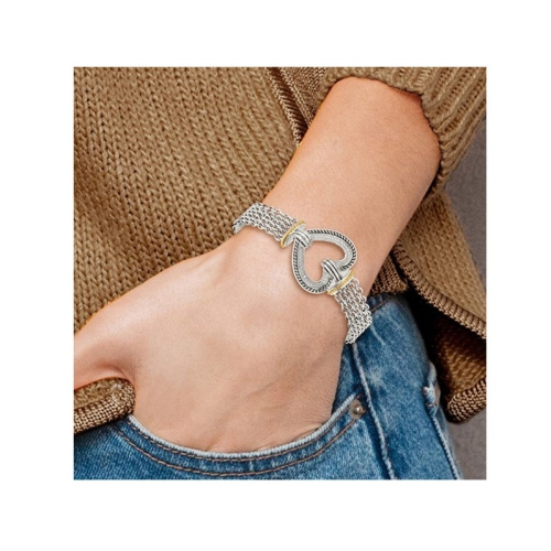 Sterling Silver Antiqued Heart Bracelet