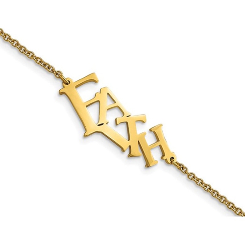 Image 1 of 3.. Yellow Plated Stainless Steel Polished FAITH Bracelet