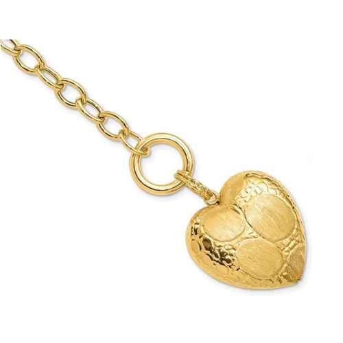 Yellow Sterling Silver Toggle Heart Charm Bracelet