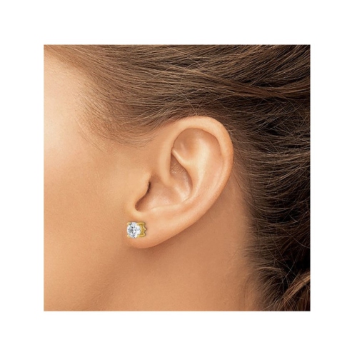 4.00 Carat Certified Lab Grown Diamond Solitaire Stud Earrings in 14K Yellow Gold