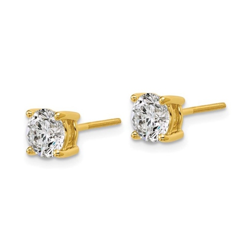 4.00 Carat Certified Lab Grown Diamond Solitaire Stud Earrings in 14K Yellow Gold
