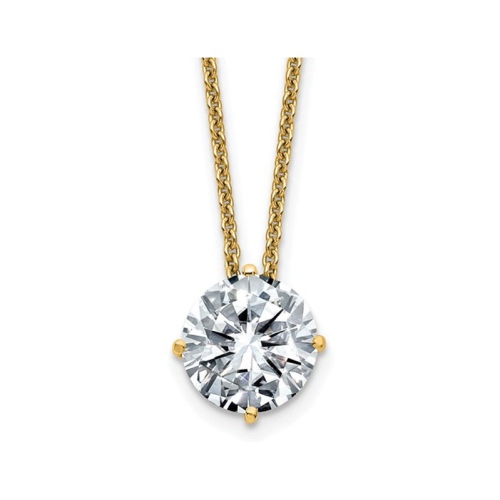 GEM AND HARMONY  1.75 Carat (Ctw Color G-H) 8.0MM Moissanite Solitaire Pendant Necklace In 14K Gold With Chain In Yellow