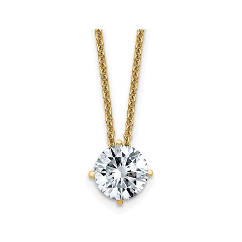 GEM AND HARMONY  1.00 Carat (Ctw Color D-E-F) 6.5MM Moissanite Solitaire Pendant Necklace In 14K Gold With Chain In Yellow