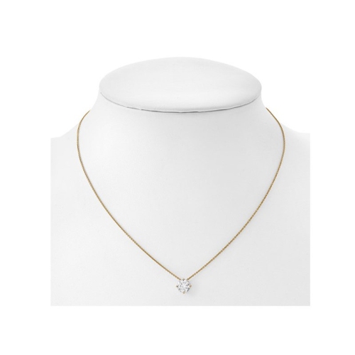 Collier en or jaune 14 ct avec pendentif moissanite solitaire 5,0&nbsp;mm et chaîne 0.44&nbsp;carat