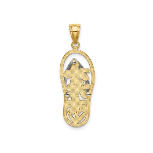 14K Yellow Gold Flip-Flop Sandal Flower Charm Pendant