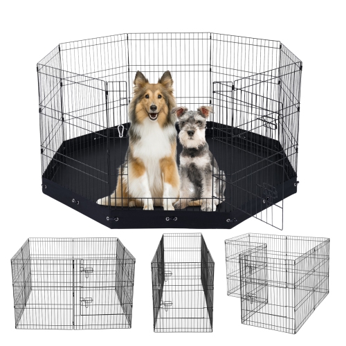 VEVOR 8 Pcs 30"H x 24"W Panels Foldable Metal Pet Exercise Pen,Dog Fence Indoor and Outdoor with Door,600D Oxford Fabric Bottom Pad,Pet Playpen for