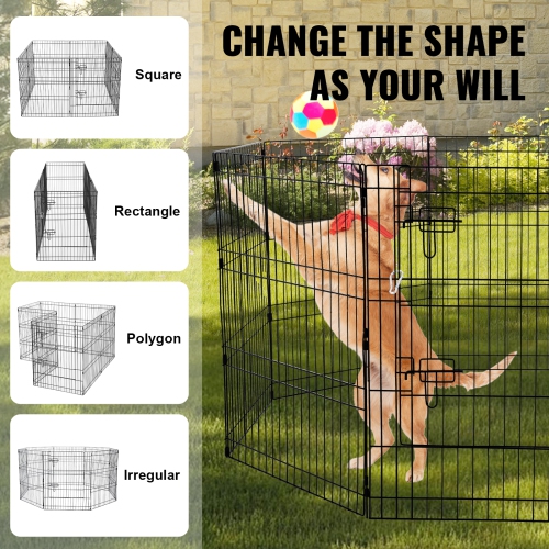 VEVOR 8 Pcs 30"H x 24"W Panels Foldable Metal Pet Exercise Pen,Dog Fence Indoor and Outdoor with Door,600D Oxford Fabric Bottom Pad,Pet Playpen for