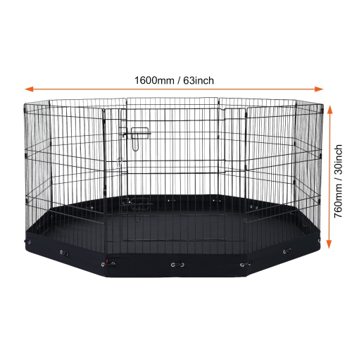 VEVOR 8 Pcs 30"H x 24"W Panels Foldable Metal Pet Exercise Pen,Dog Fence Indoor and Outdoor with Door,600D Oxford Fabric Bottom Pad,Pet Playpen for