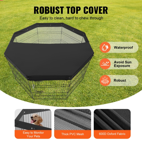 VEVOR 8 Pcs 30"H x 24"W Panels Foldable Metal Pet Exercise Pen,Dog Fence Indoor and Outdoor with Door,600D Oxford Fabric Top Cover, Pet Playpen for