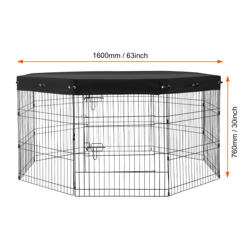 VEVOR 8 Pcs 30"H x 24"W Panels Foldable Metal Pet Exercise Pen,Dog Fence Indoor and Outdoor with Door,600D Oxford Fabric Top Cover, Pet Playpen for