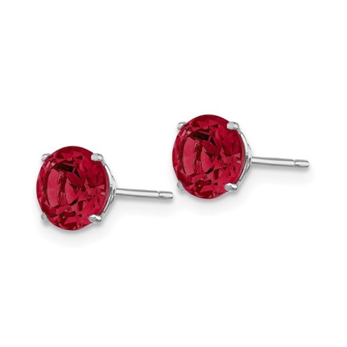 2.20 carat Lab-Created Ruby Solitaire Stud Earrings in 14K White Gold (6mm)