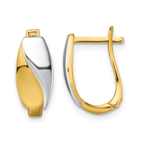 GEM AND HARMONY  14K Gold Polished Hinged Hoop Earrings In Yellow