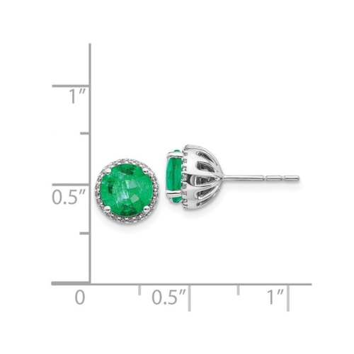 1.10 Carat Green Emerald Solitaire Halo Earrings in 14K White Gold with Diamonds