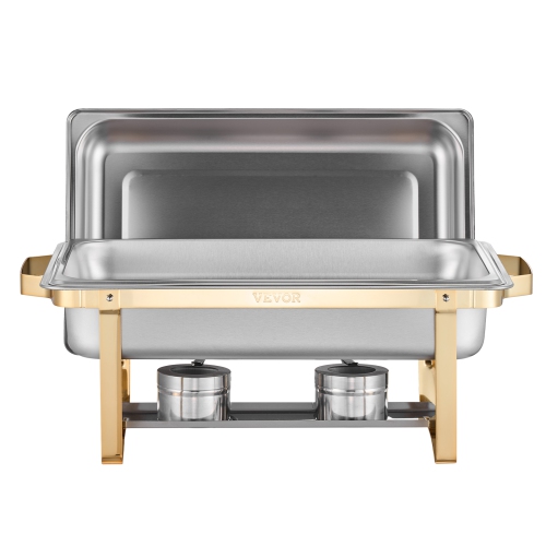 VEVOR 8 Qt Chafing Dish Buffet Set, 4 Pack, Stainless Steel Chafer with 2 Full Size and 4 Half Size Pans, Rectangle Catering Warmer Server with Lid