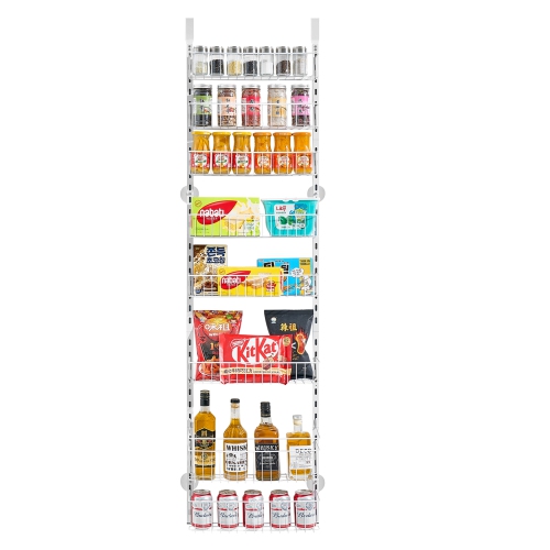 VEVOR 8-Tier Over the Door Pantry Organizer, Pantry Organization and Storage, Heavy-Duty Steel Hanging Spice Rack, Adjustable Wall Seasoning Shelves,