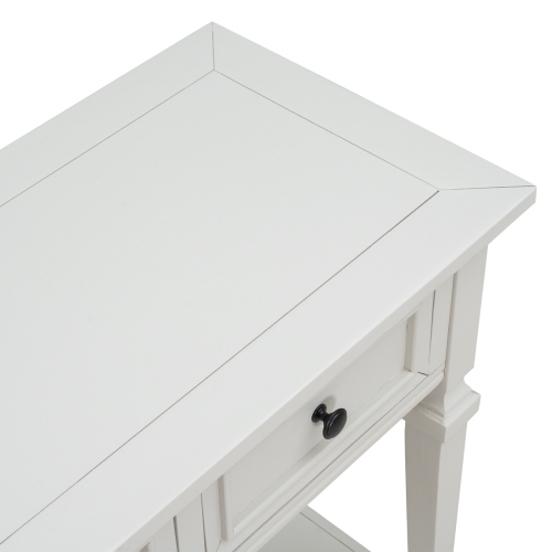 Kepooman Classic Retro Style Console Table with Three Top Drawers and Open Style Bottom Shelf for Entryway - White