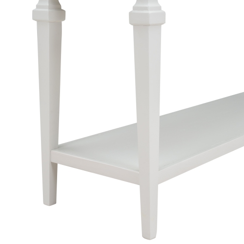 Kepooman Classic Retro Style Console Table with Three Top Drawers and Open Style Bottom Shelf for Entryway - White