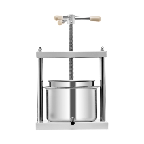 VEVOR 1.45 Gal/5L Fruit Wine Press, 2 Stainless Steel Barrels, Manual Juice Maker, Cider Apple Grape Tincture Honey Olive Oil Making Press with