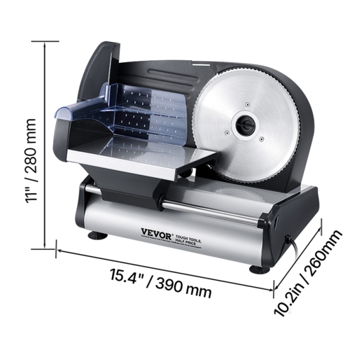 VEVOR 7.5 inch Meat Slicer, Electric Deli Food Slicer, 180W Meat Cutter with two Premium SUS420 Blades, 0-0.6 inch Adjustable Thickness, Food Slicer