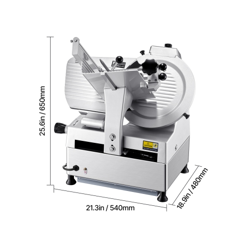 VEVOR Automatic Meat Slicer, 180W + 370W Deli Slicer with a 12 inch Premium 65Mn Blade, 0-0.3 inch Adjustable Thickness, Electric Food Slicer Machine