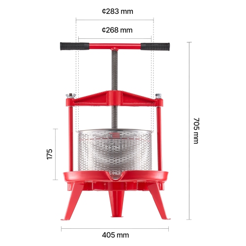 VEVOR 2.38 Gal/9L Fruit Wine Press, Stainless Steel Basket with Cross-beam and Triangular Structure, Manual Juice Maker, Cider Apple Grape Tincture