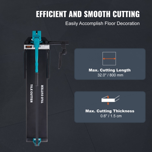 VEVOR 32 inch Manual Tile Cutter, Porcelain Ceramic Tile Cutter with Tungsten Carbide Cutting Wheel, Infrared Positioning, Anti-Skid Feet, Durable