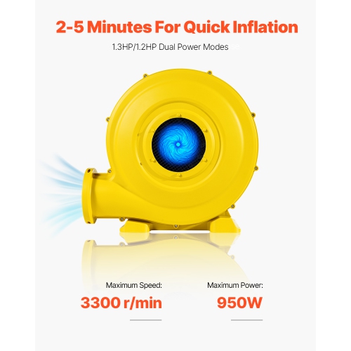 VEVOR 750W&950W Inflatable Blower, 1.3 HP Bounce House Blower, Pump Commercial Air Blower for Inflatables, 3300RPM Bouncy Castle Electric Air Blower