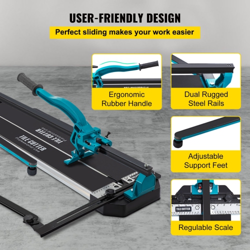 VEVOR 48 Inch Tile Cutter, Manual Tile Cutter, Tile Cutter Tools with Single Rail & Double Brackets, 3/5 in Cap with Precise Laser Guide, Snap Tile