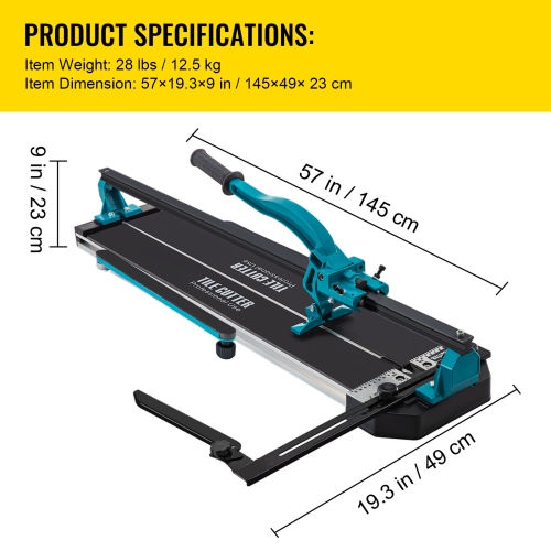 VEVOR 48 Inch Tile Cutter, Manual Tile Cutter, Tile Cutter Tools with Single Rail & Double Brackets, 3/5 in Cap with Precise Laser Guide, Snap Tile