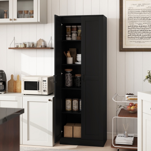 HOMCOM – Armoire garde-manger de 69 po avec rangement, armoire de rangement de cuisine avec portes à fermeture amortie et tablettes réglables,