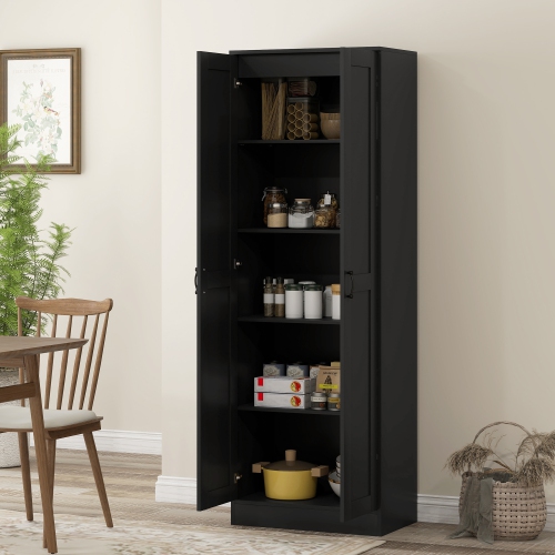 HOMCOM – Armoire garde-manger de 69 po avec rangement, armoire de rangement de cuisine avec portes à fermeture amortie et tablettes réglables,