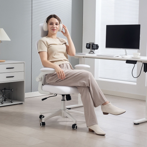 Vinsetto High Back Ergonomic Office Chair with Adjustable Headrest, Mesh Computer Desk Chair with Flip-up Armrest, 4D Lumbar Support, Tilt Function,