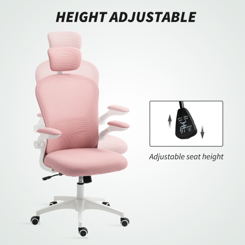 Vinsetto High Back Ergonomic Office Chair with Adjustable Headrest, Mesh Computer Desk Chair with Flip-up Armrest, 4D Lumbar Support, Tilt Function,