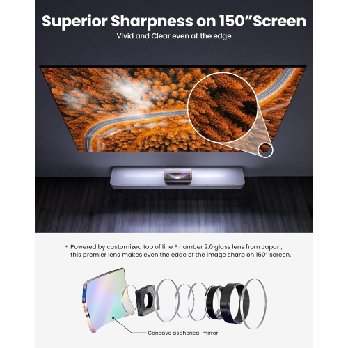 AWOL Vision LTV-3500 Pro UST Triple Laser TV Projector, 3000 Lumens TV-Like Brightness, 150" Perfect Sharpness, Dolby Vision, 4K 3D HDR 10+