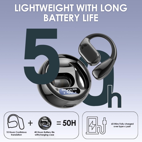 Oreillette de traduction intelligente à intelligence artificielle avec traduction en temps réel dans 140 langues, oreillette Bluetooth sans fil