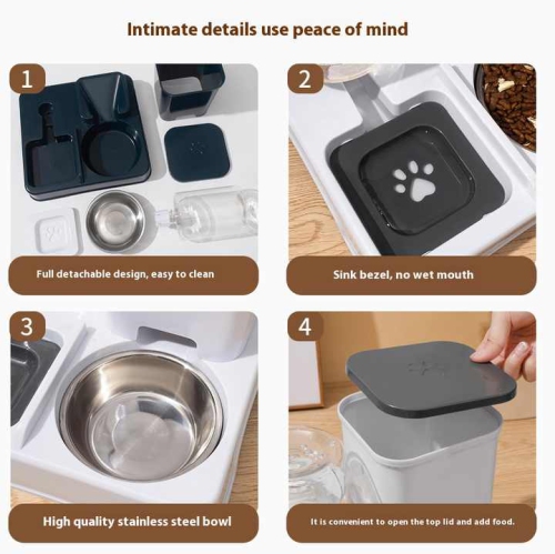 Distributeur d'eau automatique Cat deux dans un bol de nourriture pour chat à double usage, grande capacité bol d'eau potable pour animal de