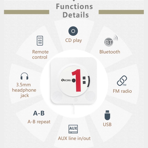 Kechuang CD player wall-mounted, CD player, home repeater CD, machine prenatal education early education English Bluetooth CD player