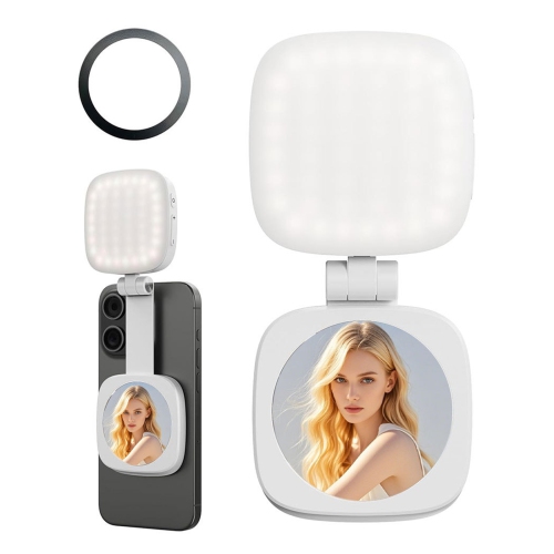 Lampe pliante pour téléphone avec anneau de LED, lampe magnétique portative pour égoportrait, compatible avec MagSafe iPhone, avec miroir