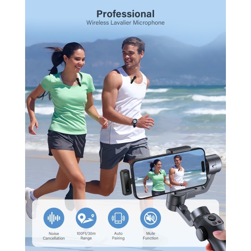 Wireless Lavalier Microphone for iPhone, iPad, Android Phone, Suitable for Vlogging, Video Recording, TikTok, YouTube