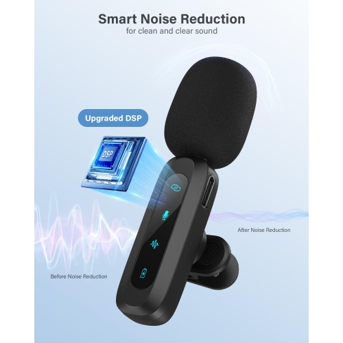 Wireless Lavalier Microphone for iPhone, iPad, Android Phone, Suitable for Vlogging, Video Recording, TikTok, YouTube