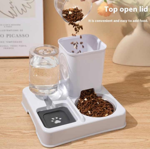 Distributeur d'eau automatique Cat deux dans un bol de nourriture pour chat à double usage, grande capacité bol d'eau potable bol d'eau pour chat