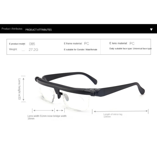 Adjustable focus reading glasses, suitable for reading newspapers)