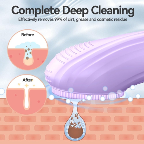 Facial Cleansing Brush,Silicone Face Scrubber with Heat & Vibration,Waterproof Rechargeable Electric Face Scrub Brush for Men & Women