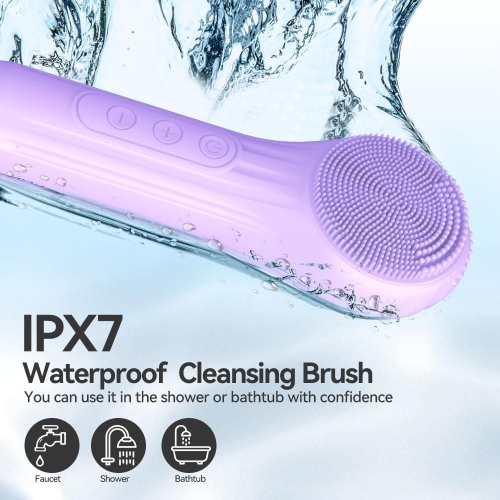 Facial Cleansing Brush,Silicone Face Scrubber with Heat & Vibration,Waterproof Rechargeable Electric Face Scrub Brush for Men & Women
