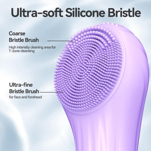 Facial Cleansing Brush,Silicone Face Scrubber with Heat & Vibration,Waterproof Rechargeable Electric Face Scrub Brush for Men & Women