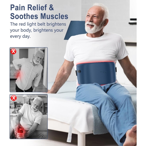 Red Light Therapy Belt for Body,Cordless Near Infrared Light Therapy Belt for Pain Relief,Red Light Therapy Pad for Muscle Shoulder Waist Back Legs
