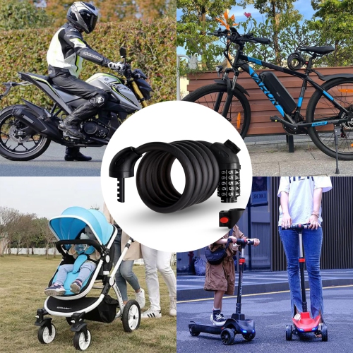 Cadenas à combinaison mot de passe à 5 chiffres pour vélo Câble à combinaison Câble de verrouillage en acier Chaîne de verrouillage portative