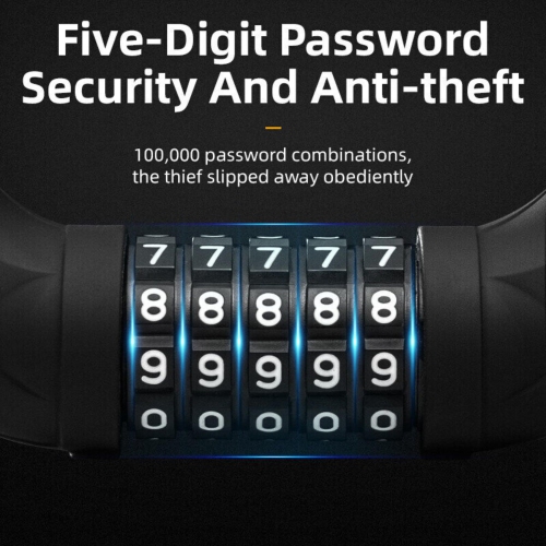 Cadenas à combinaison mot de passe à 5 chiffres pour vélo Câble à combinaison Câble de verrouillage en acier Chaîne de verrouillage portative