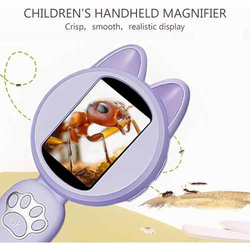 Children's portable digital microscope - 30W pixels, 2-inch HD screen, 8 LED lights, manual focus, adjustable magnification, support photo taking
